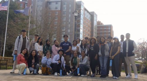 YSEALI students in front of UConn residential building