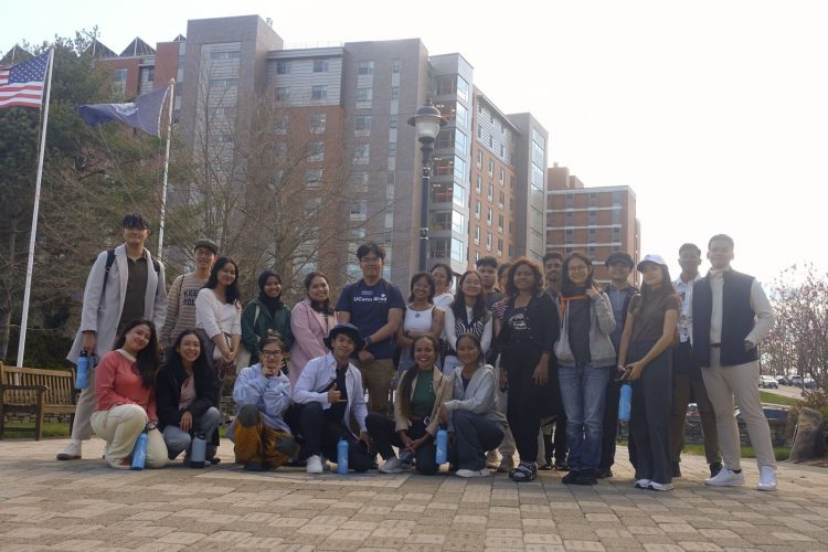 YSEALI students in front of UConn residential building